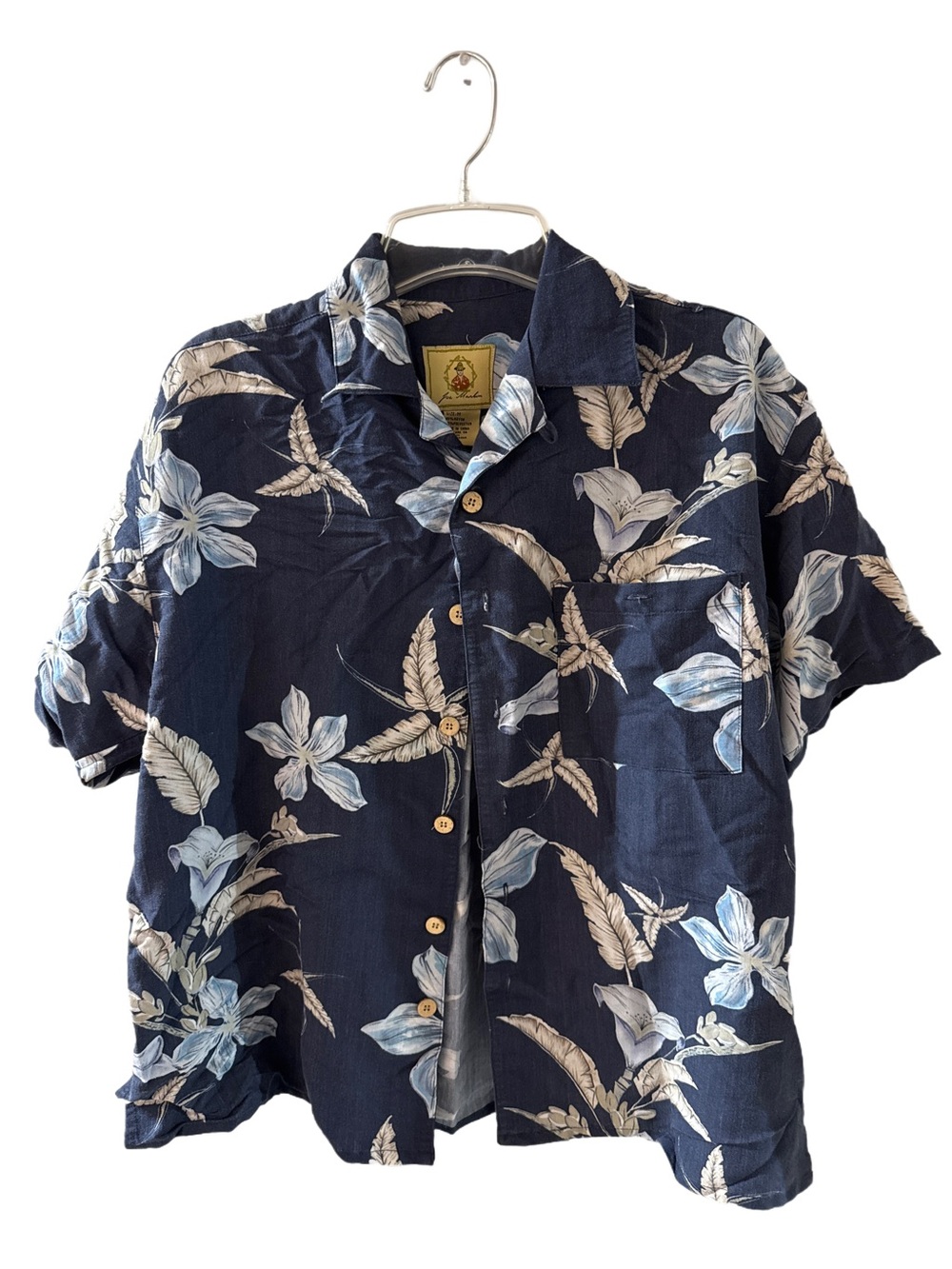 Joe Marlin Men's Navy Floral Short-Sleeve Button-Up Shirt
